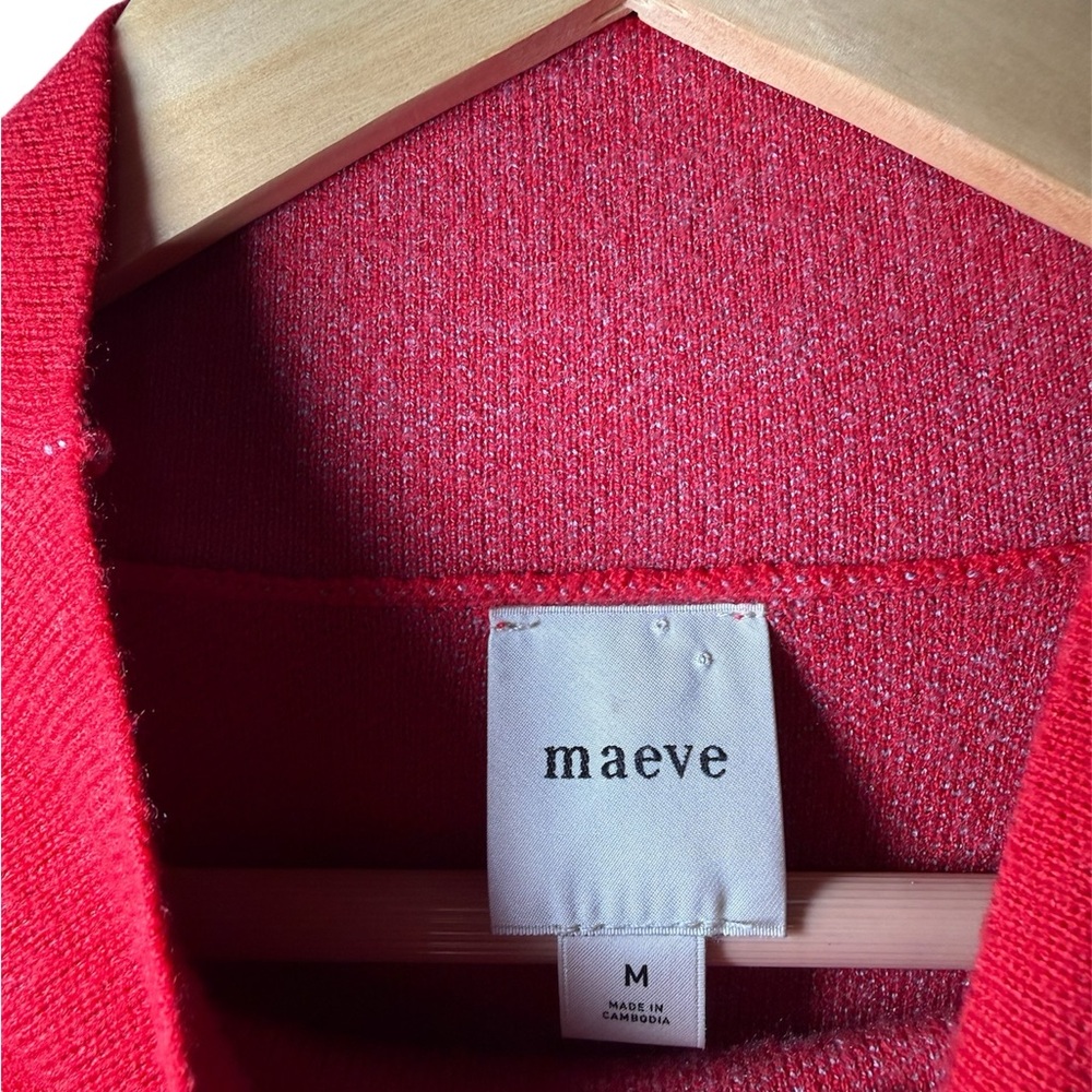 Maeve by Anthropologie Carys Je T’aime Mock Neck Sweater Red EUC - Picture 3 of 7